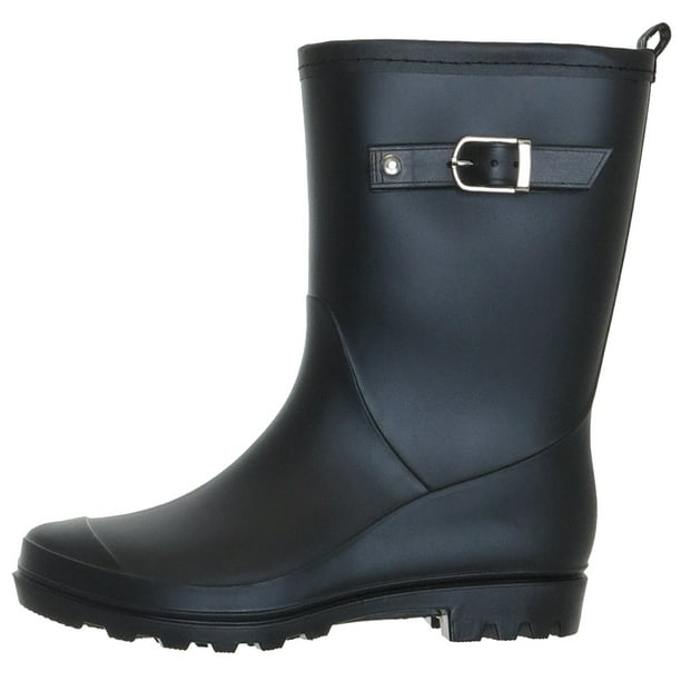 short matte black rain boots