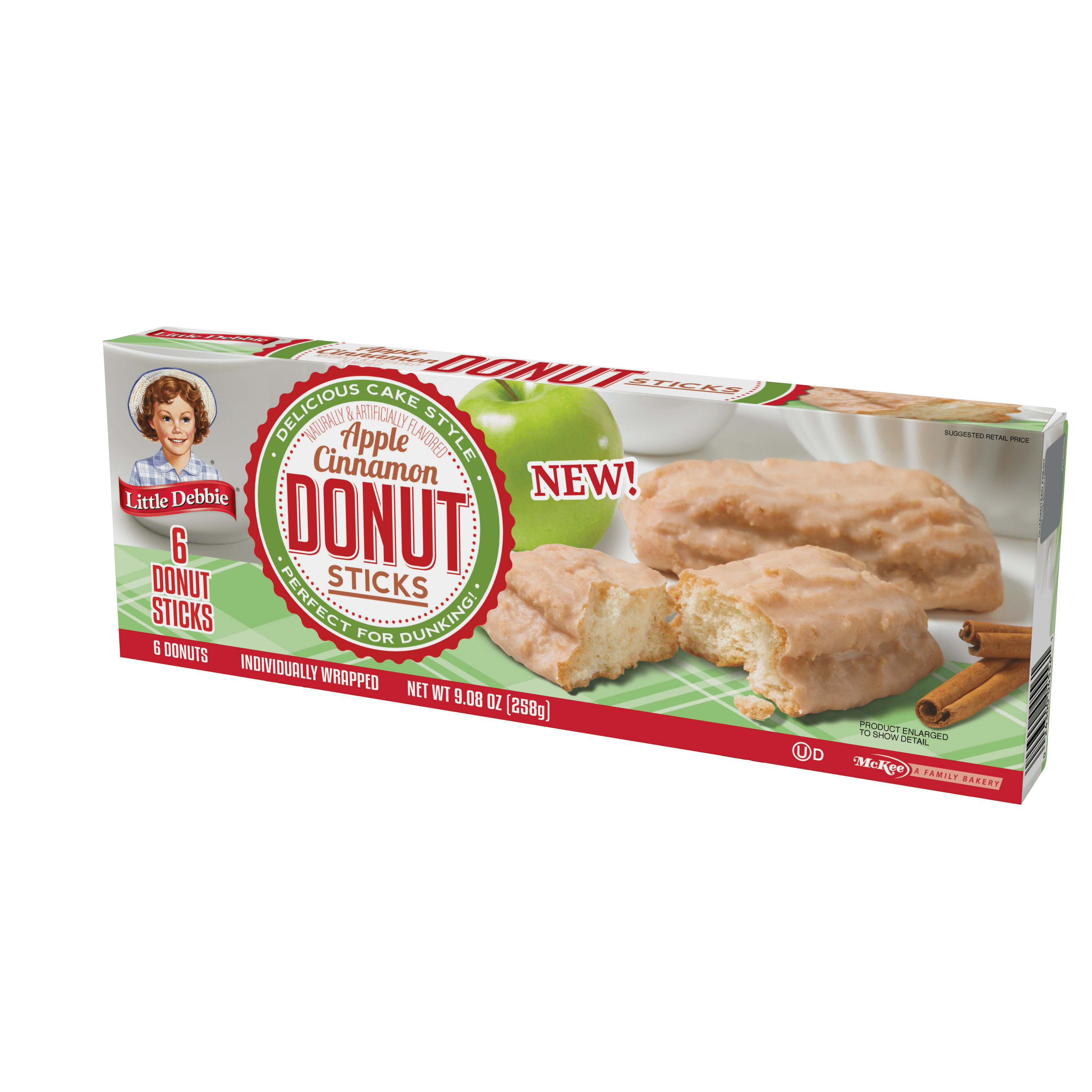 Little Debbie Apple Cinnamon Donut Sticks, 4 Boxes, 24 Individually Wrapped