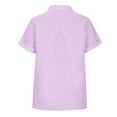thumbnail image 6 of VERUGU Women Summer Button Down Shirts Cotton Linen Short Sleeve Lapel Basic Tees Blouse Solid Casual Loose Tunic Tops with Pockets Purple XXL, 6 of 8