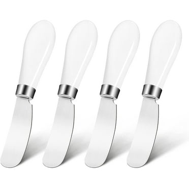 Casewin Butter Knife(4 Pcs), Porcelain Handle, Stainless Steel Cheese Spreader, Butter Spreader Knives Set, Used for Cheese, Cold Butter, Jam, Pastry and Other Kitchen Daily Spreader Knife