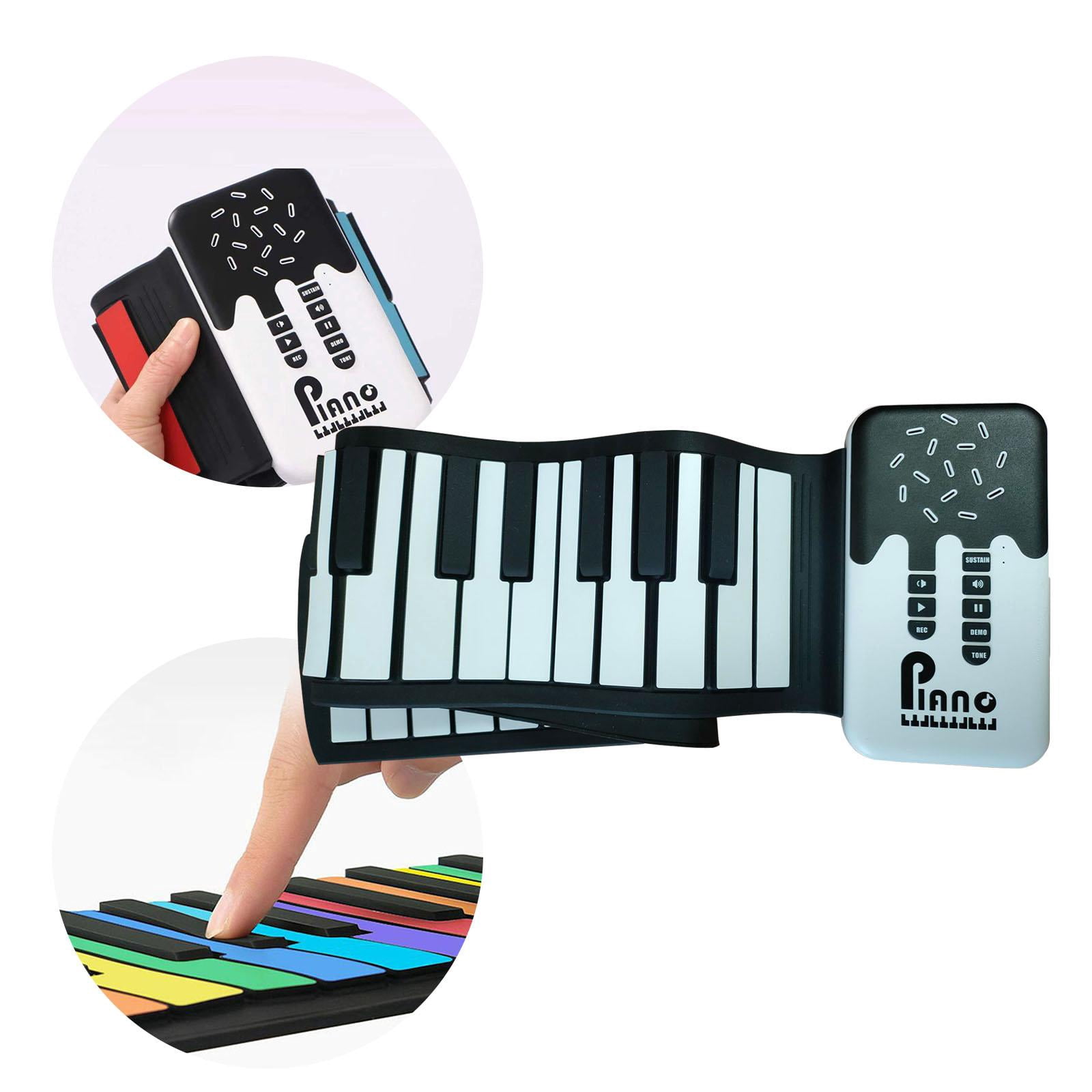 LeeQinersw Roll up Piano Roll Out Electronic Piano Keyboard Rechargeable Lightweight Sturdy black white keys