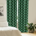 thumbnail image 3 of Ambesonne Checkered 4-Panel Curtains, Abstract Old Classic Art, 56"x95", Black and Green, 3 of 4