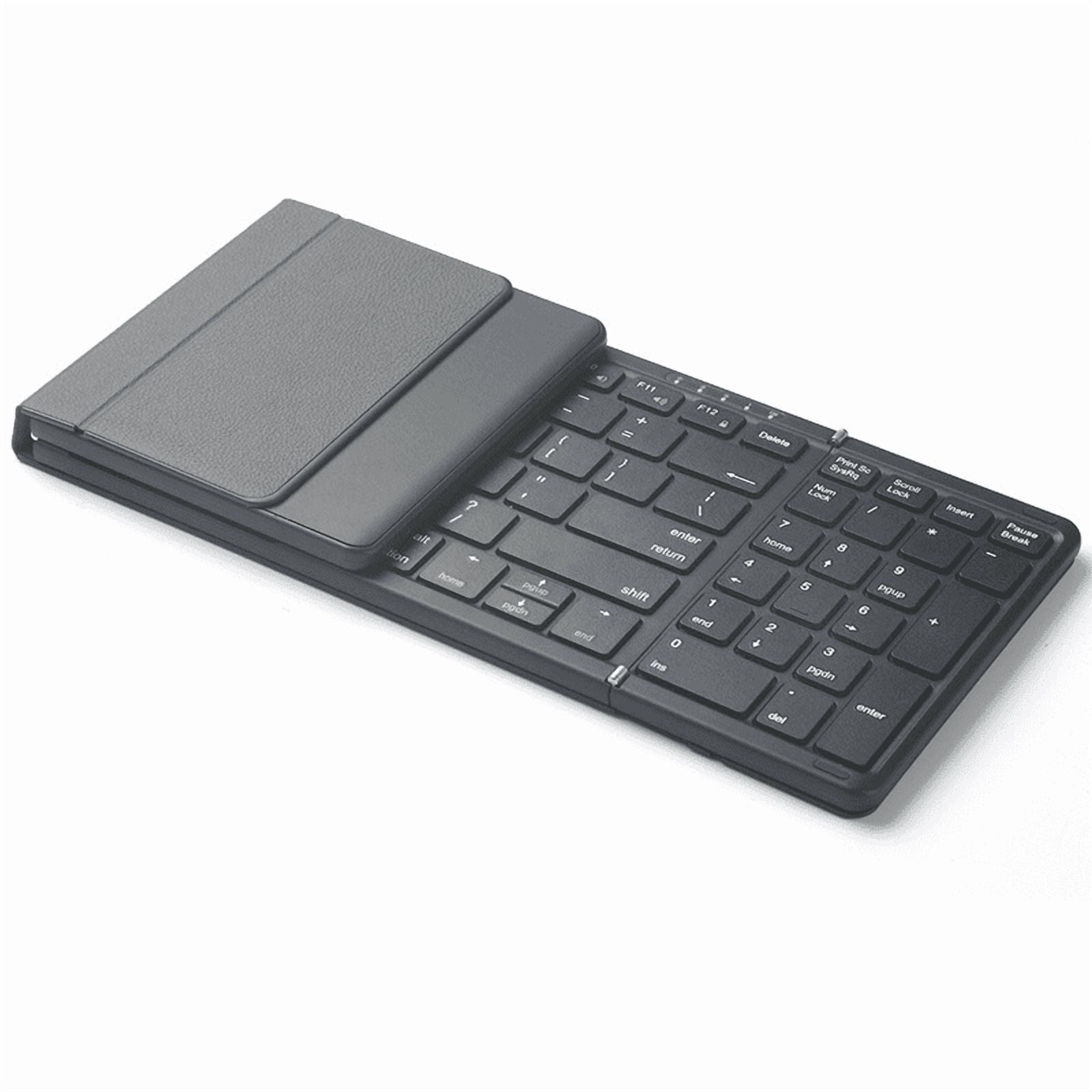 Folding Wireless Keyboard Touchpad Keypad Bluetooth Rechargeable Keyboard with Leather Case for Windows Phone PC Table
