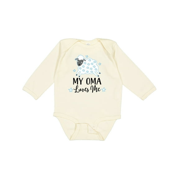 Inktastic My Oma Loves Me Baby Lamb Boys or Girls Long Sleeve Baby Bodysuit