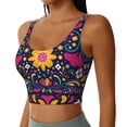 thumbnail image 2 of Gukieu Cinco De Mayo Floral Print Women's Sports Vest, Low-neck U-shaped Removable Pad Sports Bra for Yoga, Exercise, Dance-Large, 2 of 8