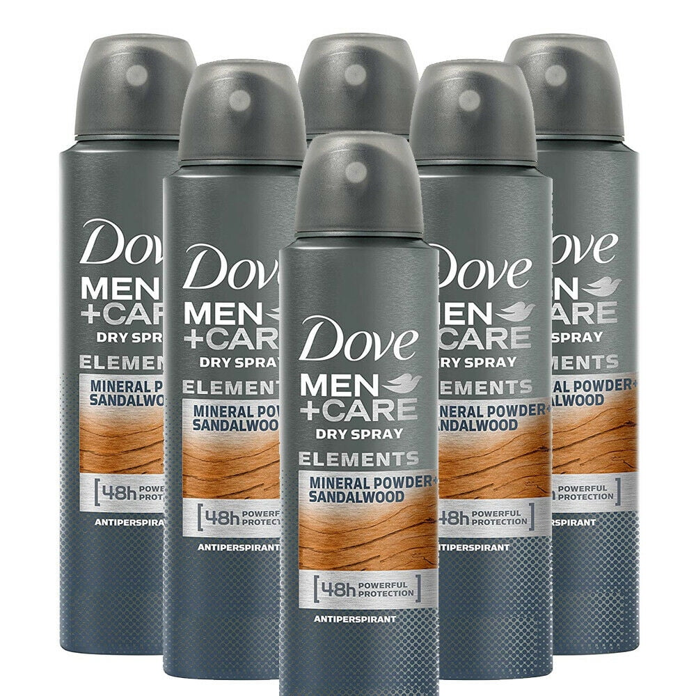 6 Pack Dove Men + Care Elements Mineral Sandalwood Antiperspirant Spray