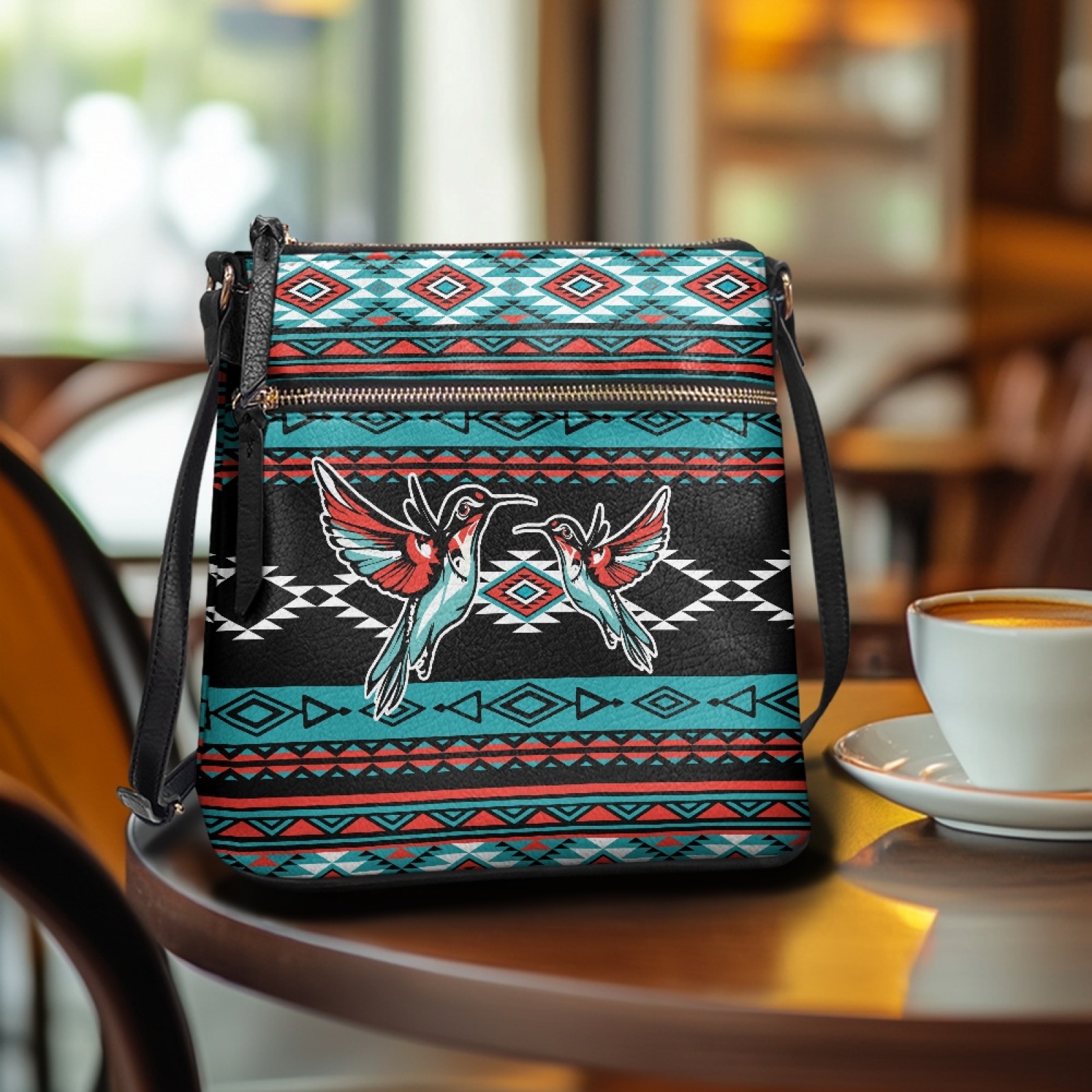 LedBack Aztec Hummingbird Women Satchel Bag Crossbody Leather Hobo Purse Shoulder Bag Handbag for Women Ladies, Portable Cross Body Purse Messenger Bag for Shopping Work, Green