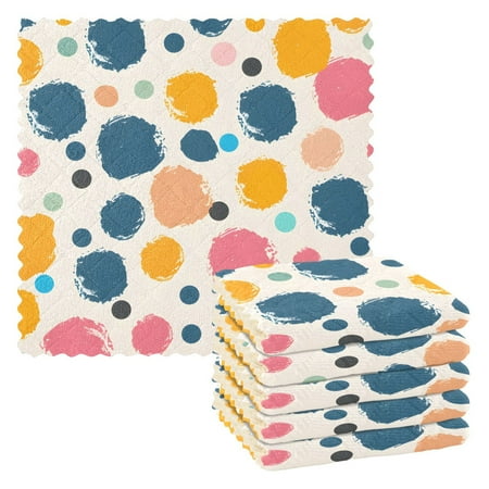 

Cute Dots Kitchen Towels 6 Pcs Dish Towels Absorbent Soft Quick Dry Towel Dish Rags for Washing Dishes