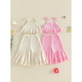 thumbnail image 3 of Loicainy Toddler Kids Girls Strappy Top Flare Pants Clothes Set 6 12 18 24 Months 2T 3T 4T 5T Tie-up Sleeveless Camisole with Pants Solid Summer Outfit, 3 of 9