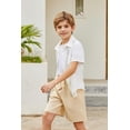 thumbnail image 3 of Arshiner Boys Linen Shorts with Elastic Waist Breathable Summer Beach Shorts for Kids, 3 of 6