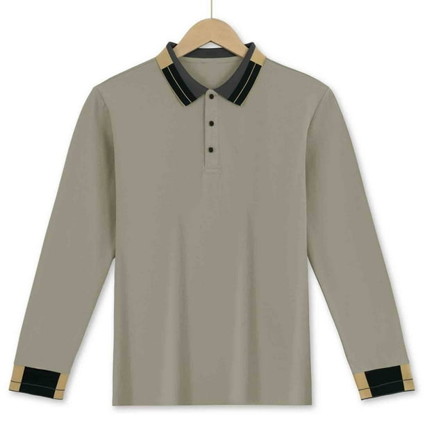 pstuiky Camisas de invierno de manga larga para hombre, Blusa informal holgada de color liso con botones y manga larga para hombre, con cuello vuelto y solapa salir tops s