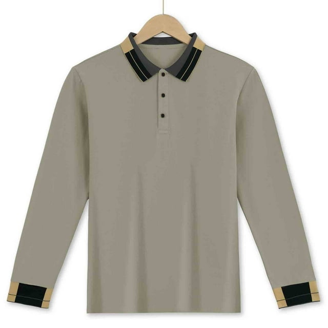 pstuiky camisa de manga larga para hombre, Blusa informal holgada de color liso con botones y manga larga para hombre, con cuello vuelto y solapa top de hombre l