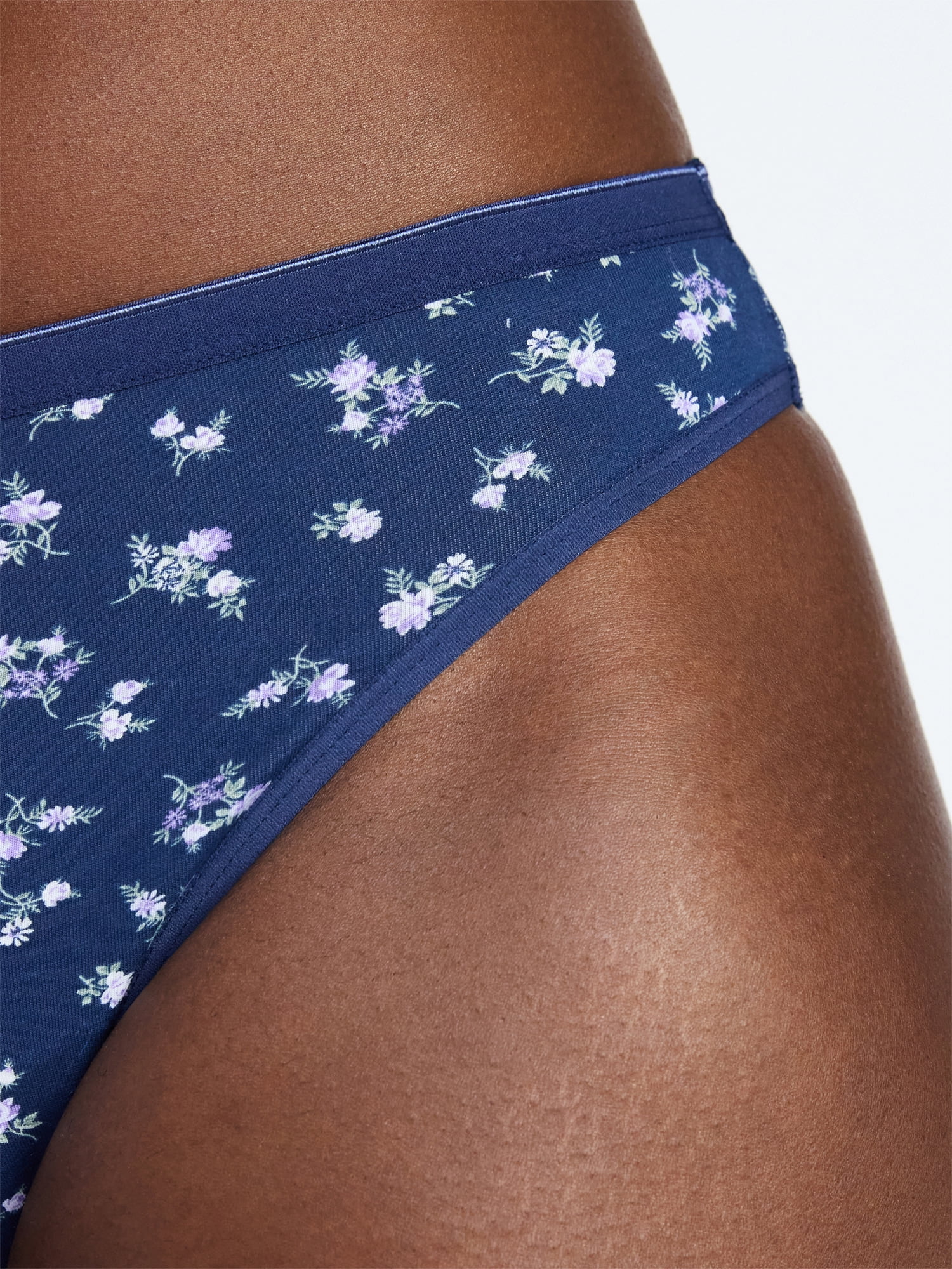 Joyspun Women's Cotton-Blend Thong Panties, 6-Pack, Sizes S-XXXL