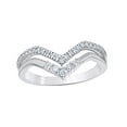 thumbnail image 1 of Round Cut White Natural Diamond Double Chevron Ring in 10k White Gold (0.25 Cttw), 1 of 1