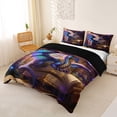 thumbnail image 3 of Metsweet Magic Dragon Duvet Cover Queen, Vintage Library Queen Bedding, Blue Purple Gold,Black Reversible,3-Piece,1 Duvet Cover and 2 Pillowcases, 3 of 6