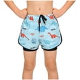 thumbnail image 1 of Boys Casual Print Swim Pantalones Diseño de Dinosaurio de Doble Capa para Niños de Mediana Edad, Cómodos Pantalones Cortos de Poliéster, 1 of 6