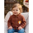 thumbnail image 3 of RUINIXCW Thanksgiving Toddler Boy Girls Shirt Jacket Turkey Embroidery Button Down Long Sleeve Lapel Neck Corduroy Shacket, 3 of 8