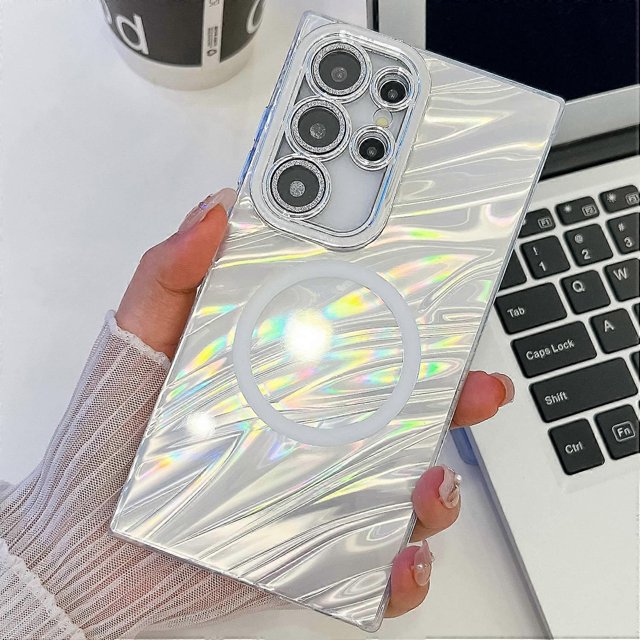 For Samsung Galaxy S25 Ultra Magnetic Case IMD Design PC TPU Phone Cover with Glass Lens Film - Ripp
