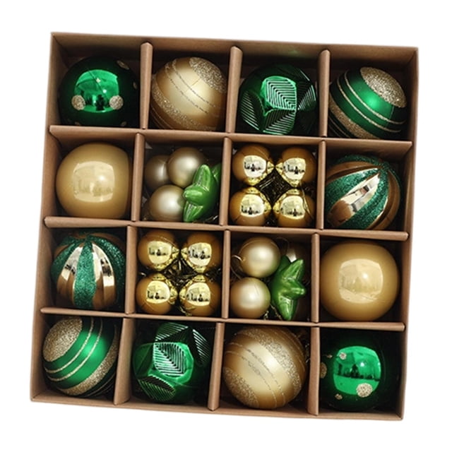 Adorno de bola navideña, colección de decoración de bolas navideñas, para celebraciones en interiores, colgante irrompible para armario de dormitorio. Oro verde