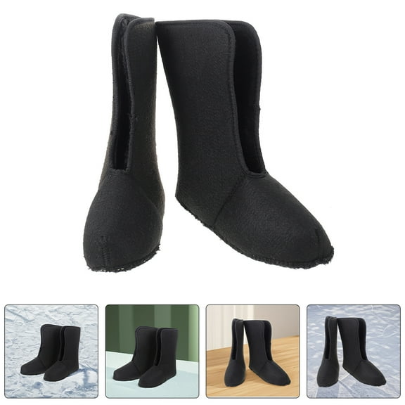 unbranded 1pair Insulated Snow Boot Liners For Men Durable Thermal Protection For Winter Fishing And Hiking Black