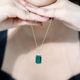 thumbnail image 6 of Rosec Jewels Lab Created Emerald Solitaire Pendant Necklace with Moissanite - 10X14 mm, 14K Yellow Gold, 6 of 8