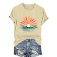 thumbnail image 5 of Tittly T Shirts for Women Graphic Tees Women's Loose Printed Short Sleeved Shirt Summer Casual Cotton Short Sleeved Shirt Tshirts Shirts Spring Tops for Women Beige L, 5 of 6