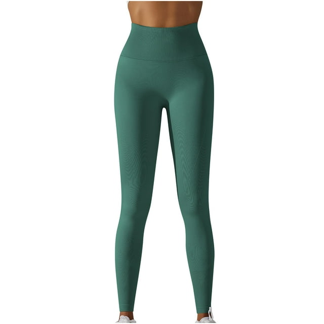 FAIWAD Womens Basic Yoga Leggings High Waist Ribbed Seamless Pants Slim Stretch Sports Workout Pants