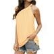 thumbnail image 3 of Camiseta sin mangas para mujer, ajuste holgado, cuello alto, informal, plisado, sin mangas, fluido, verano, top halter amarillo S, 3 of 6