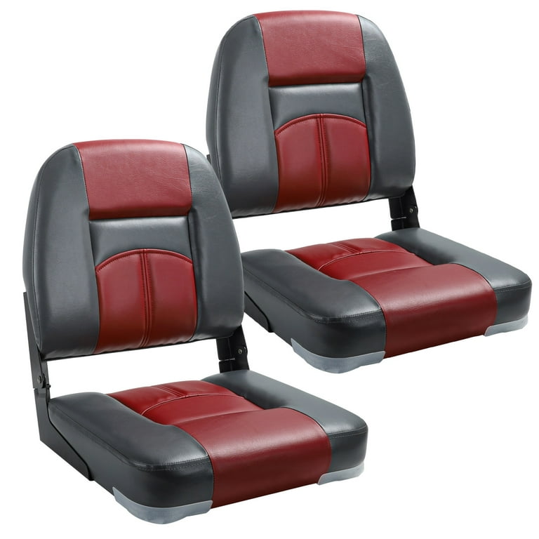 NORTHCAPTAIN Deluxe Charcoal/Wine Red Low Back Folding Boat Seat, 2 Seats 