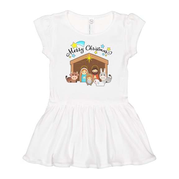 Inktastic Merry Christmas Cute Nativity Scene Girls Baby Dress