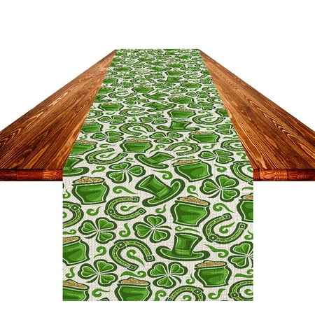 

St Patricks Day Decorations for Home Irish Festival Table Runner Linen Anti Oil Easy To Clean Table Cloth Digital Printing Table Mat Room Decor