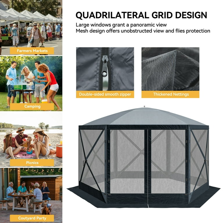 Dextrus 12x12ft Camping Gazebo, Portable Pop Up Canopy