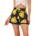 thumbnail image 1 of Pantalones Cortos de Playa Allegra K de Cintura Elástica con Estampado Floral de Encaje de Verano para Mujer Girasoles Negros L, 1 of 5