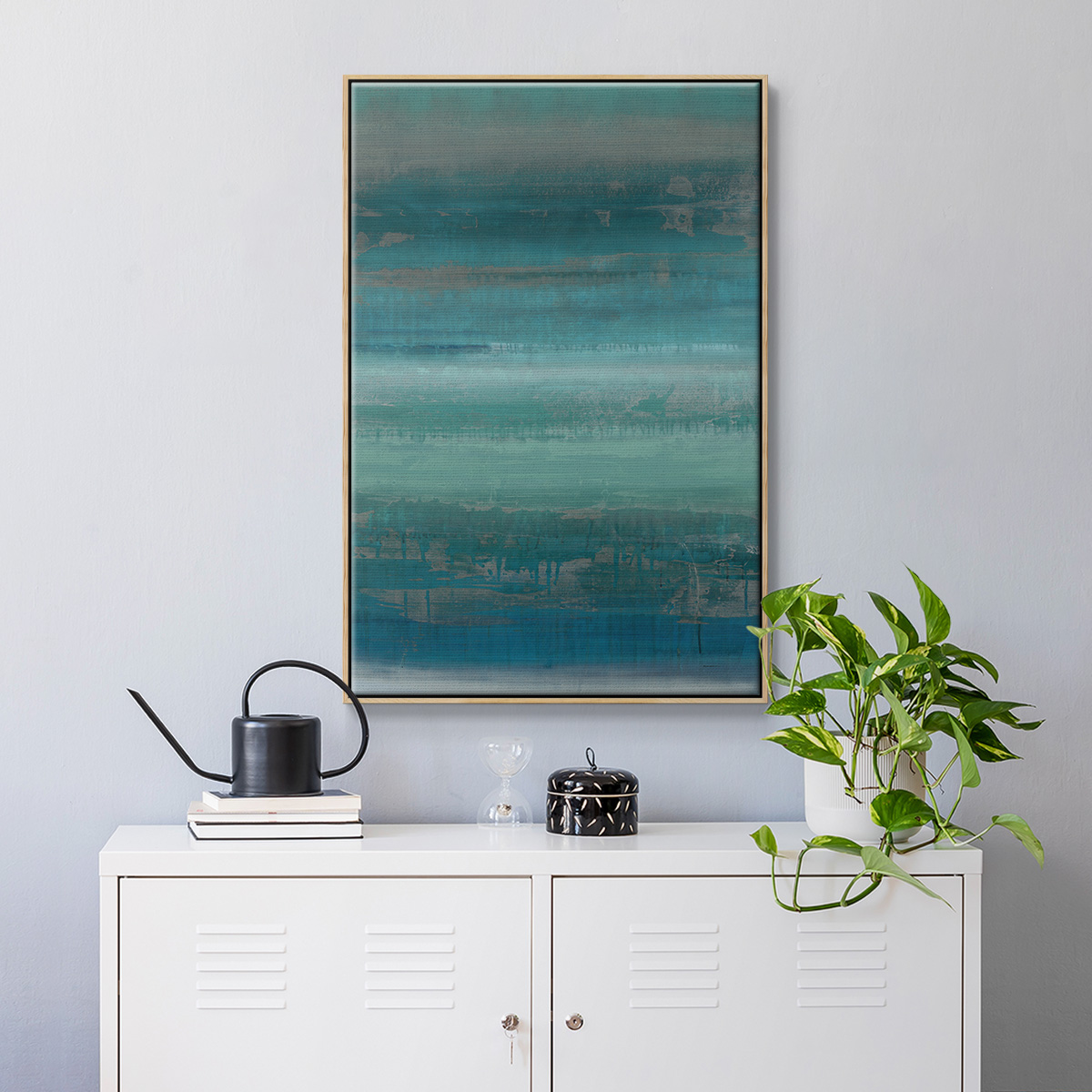 Stars & Shores II Framed Premium Gallery Wrapped Canvas - Ready to Hang - 25 x 37 - Natural Wood Floating Frame