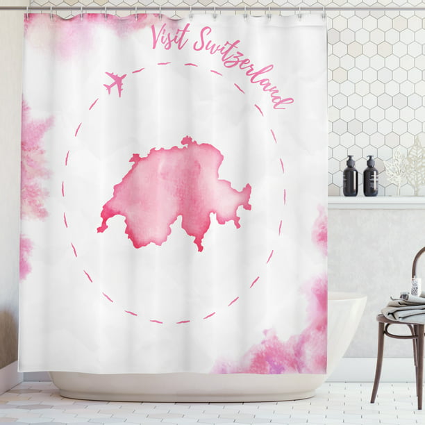 Switzerland Shower Curtain Monochrome, How To Get Pink Water Stains Out Of Shower Curtain