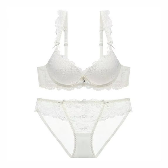 Women Lace Lingerie Bra and Panty Set Two Piece Underwire Push Up Bra and Panty Sets
