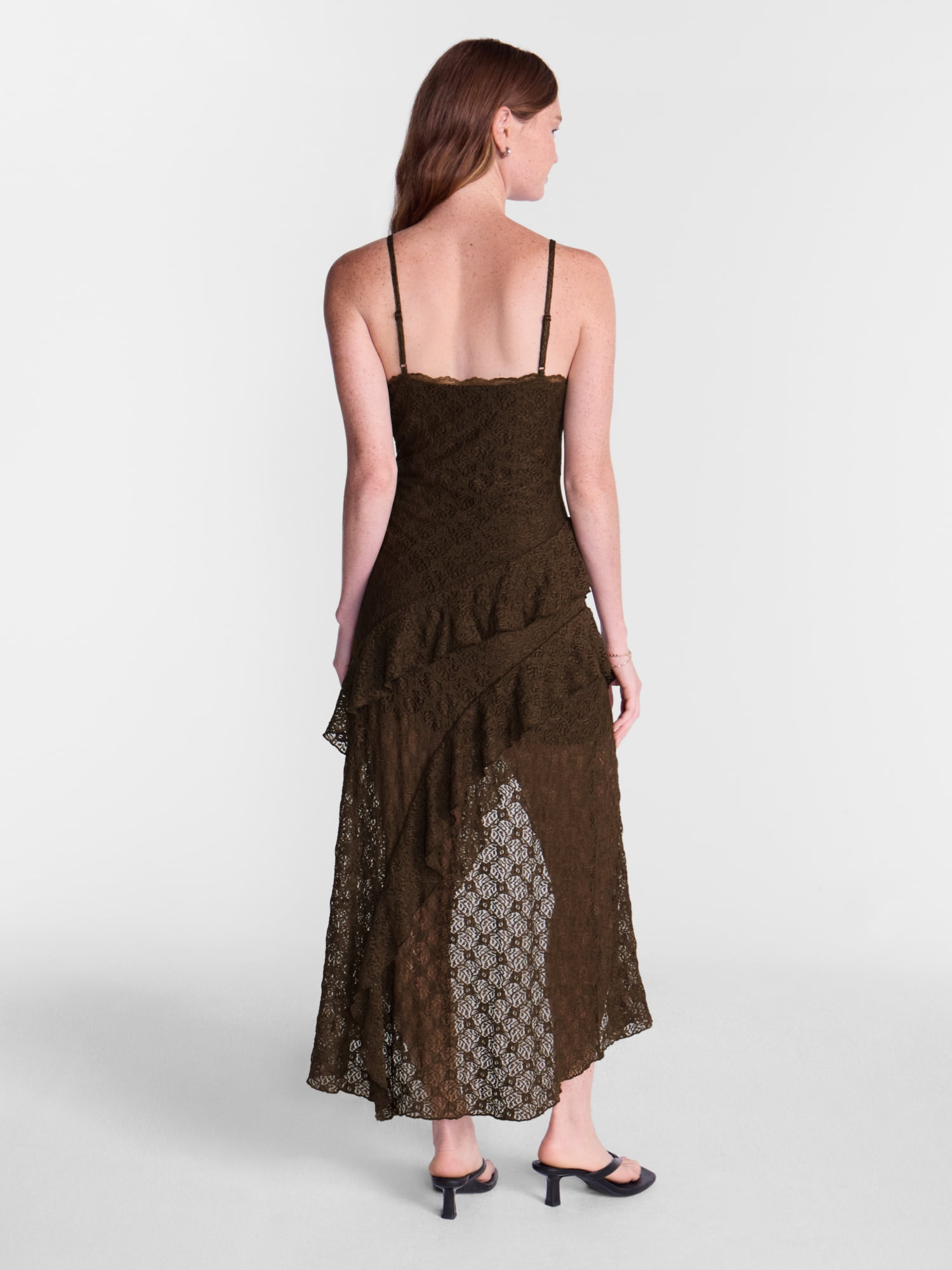 No Boundaries Lace Ruffle High Low Midi Dress, Women’s XXS-XXL