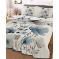 thumbnail image 3 of Quilts Queen Size Bedding Set, Blue Grey Floral Lightweight Quilted Comforter, Watercolor Flowers Linen Texture Soft Reversible Bedspread Coverlet with Pillow Covers for All Season, 90" x 96", 3 of 7