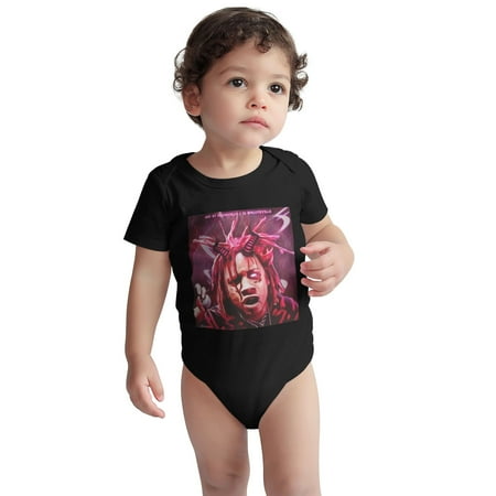 

trippie-redd s Toddler Baby Boys Girls Short-Sleeve Bodysuits Cotton Romper Black 12 Months