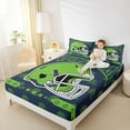 thumbnail image 4 of jejeloiu Green Football Helmet Bed Sheets,Boys Rugby Sport King Sheets For Kids 4-Piece, 4 of 7