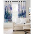 thumbnail image 2 of Green Purple Mountains Kitchen Curtains Watercolor Forest Wildflower Cafe Short Curtains for Bathroom Blackout Window Curtain Grommet Small Window Treatment Drapes for Bedroom Living Room 52"x45"x2, 2 of 9