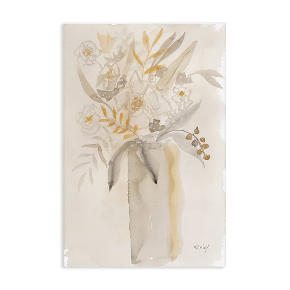 Stupell Industries Earthy Soft Flower Vase Canvas Wall Art, design by Krinlox
