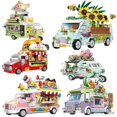 thumbnail image 2 of Blocks City Street View Dining Car Food Snacks Hamburg Car Dining Mini Building Blocks Flower Shop Car Bricks Friends Children Toy Gift, 2 of 7