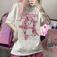 thumbnail image 2 of Camiseta Y2k Harajuku para mujer, camiseta de manga corta con estampado de gato rosa para mujer, camiseta holgada de dibujos animados Ins, ropa bonita 2023, 2 of 5