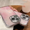 thumbnail image 4 of Compatible with iPhone Case,Glitter Camera Lens Protection Laser Gradient Flower Floral Clear [Compatible with Wireless Charging] Soft Shockproof Cover Phone Case (Pink,iPhone 14 Plus), 4 of 6