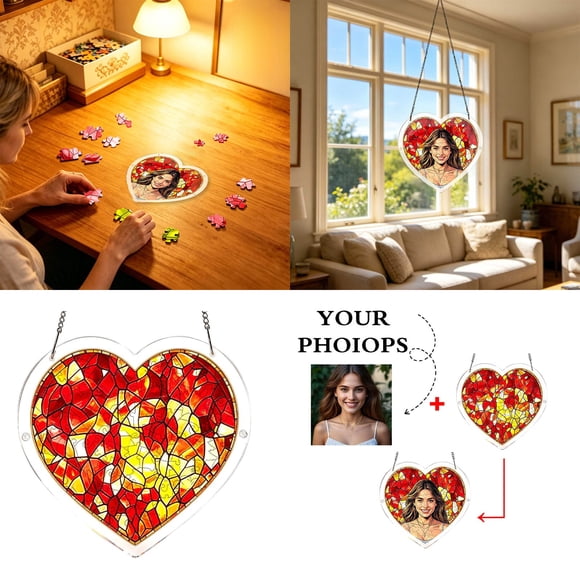 Tong Custom Puzzle Pendant Arts DIY Picture Keepsake Hanging Ornament