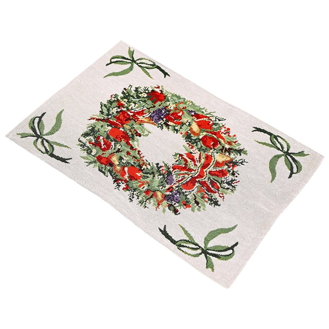 Alfombrilla de mesa navideña tejida, diseño creativo con motivo de guirnalda, colores vibrantes, ideal para decoración festiva, tamaño 44 x 34 cm, perfecta para proteger y embellecer tu mesa.