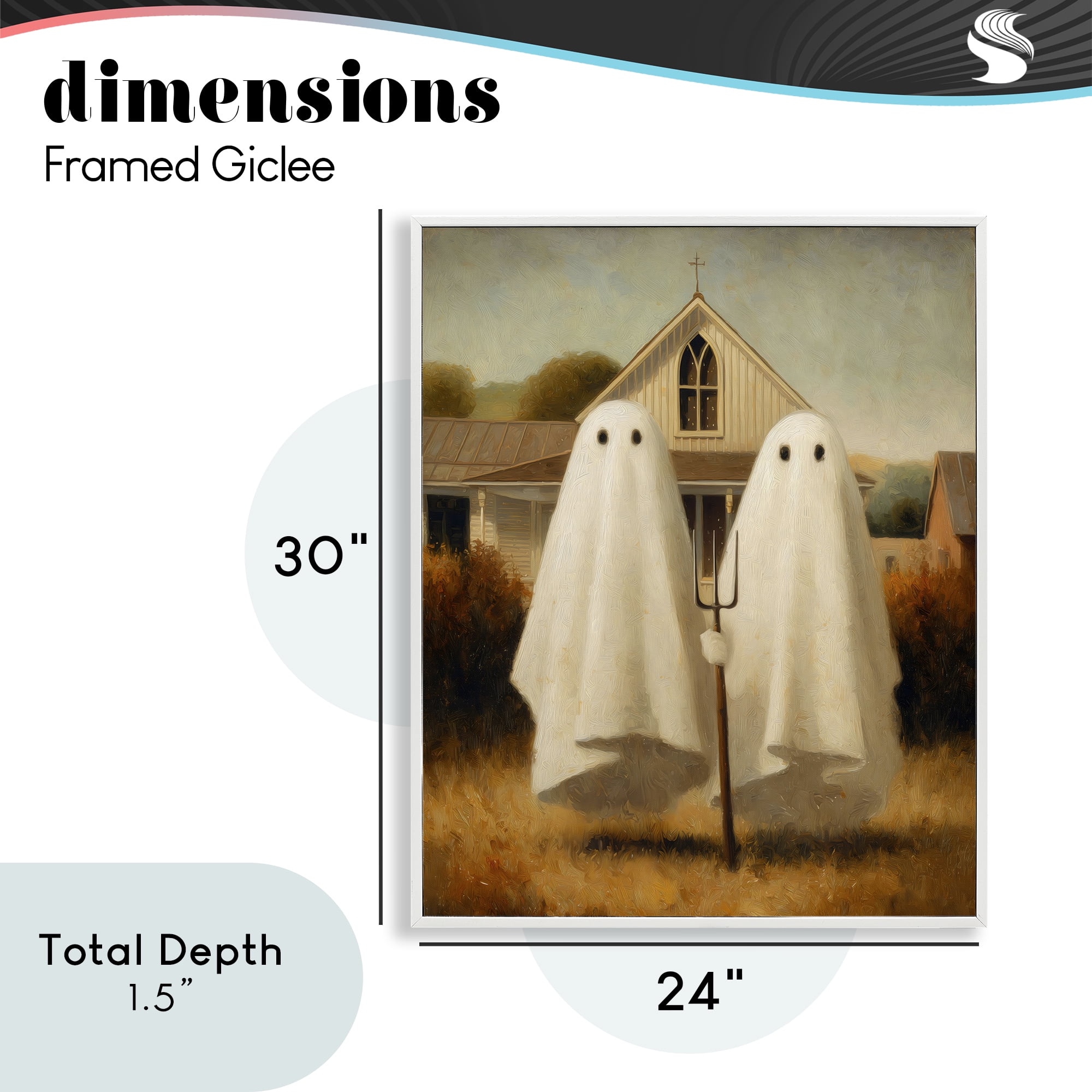American Gothic Ghosts White Framed Giclee Art, design by Arlington Prints