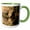 Green/White, variant on 3drose, Pine County. Captive Red Fox Drinking., 11oz Mug