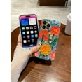 thumbnail image 5 of for iPhone 11 Case, Colorful Retro Oil Painting Printed Flower Laser Glossy Pattern Cute Curly Wave Edge Exquisite Phone Cover Stylish Durable TPU Protective Case (Purple), 5 of 9